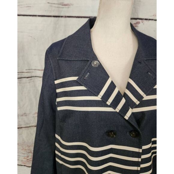 ST. JOHN Double Breasted Striped Swing Jacket Size Medium - Picture 4 of 6